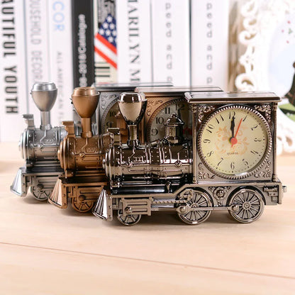 Fashion Personality Lastic Model Clock Retro Nostalgic Locomotive Alarm Clock Decoration Creative Home Gift Alarm Clock