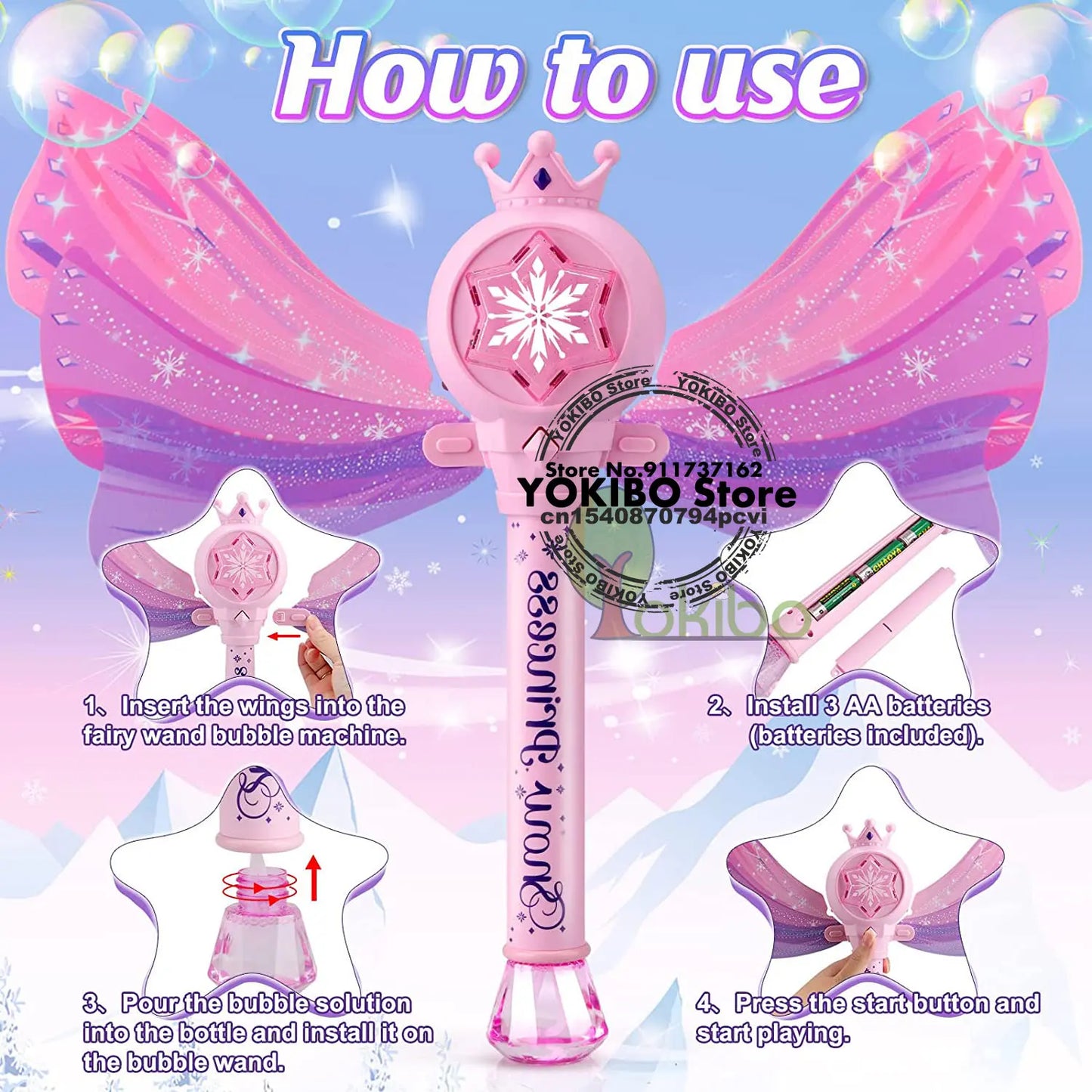 Bubble Wands for Kids Girls Light Up LED Sound Bubble Gun Bubble Machine for Kids Toddler Bubble Maker Automatic Bubble Blower