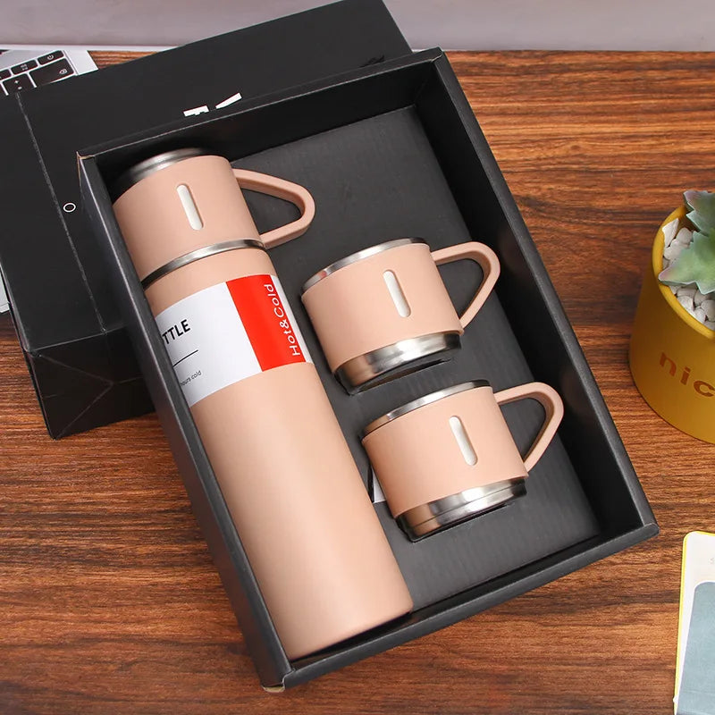 Gift Set: 500ML Stainless Steel Vacuum Insulated Bottle, Ideal for Office or Business Style. This Coffee Mug Thermos Bottle is Portable, Flask Carafe.