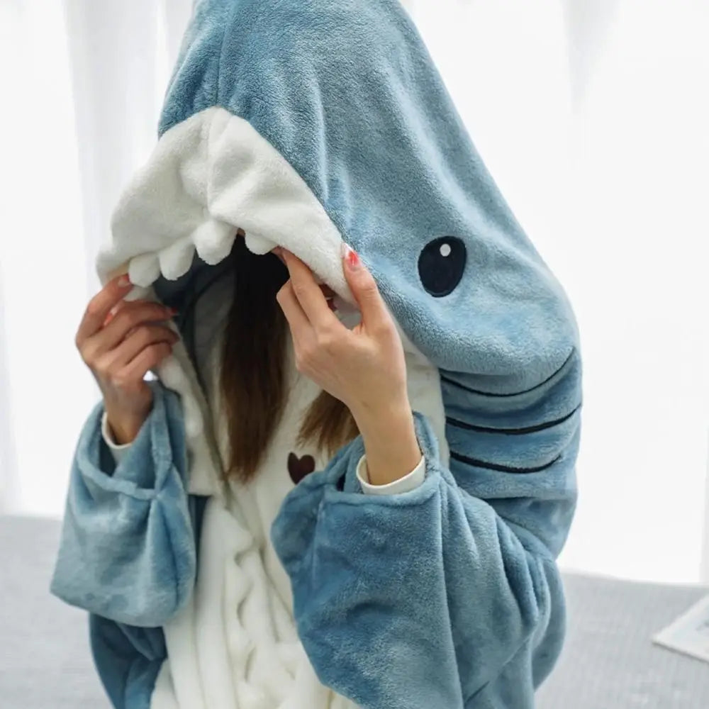 Cartoon Shark Sleeping Bag Pajamas Office Nap Shark Blanket Karakal High Quality Fabric Mermaid Shawl Blanket For Christmas Gift