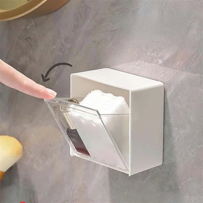 1/2pcs Plastic Wall Mounted Storage Boxes Dustproof Bathroom Organizer for Cotton Swabs Makeup Adaptive Small Jewelry Holder Box