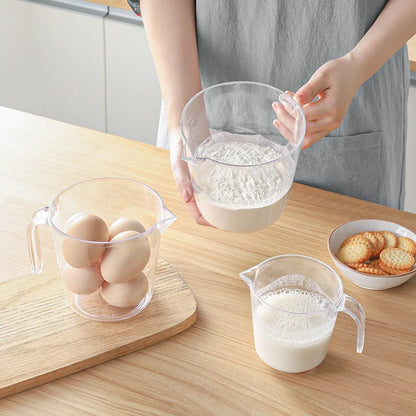 Transparent Plastic Measuring Cup Kitchen Flour Batter Liquid Baking Tools with Scale Cooking Whisk Handle Pastry Cake Mixer