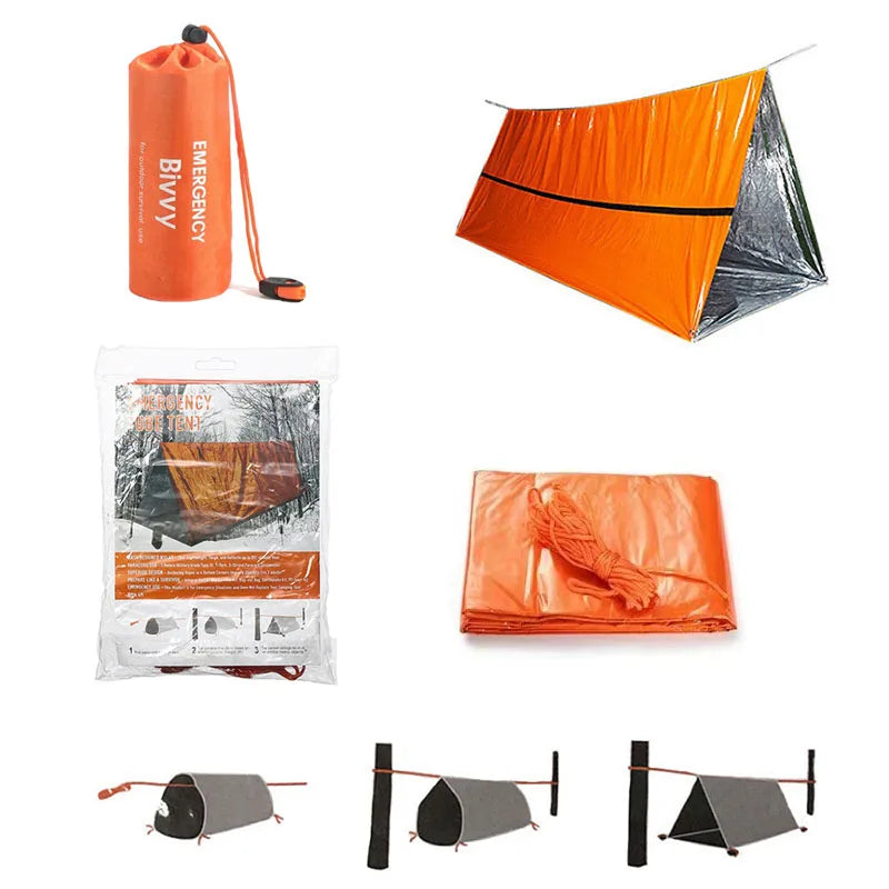 Kit de tente de survie pour abri d'urgence, couverture thermique extérieure étanche SOS