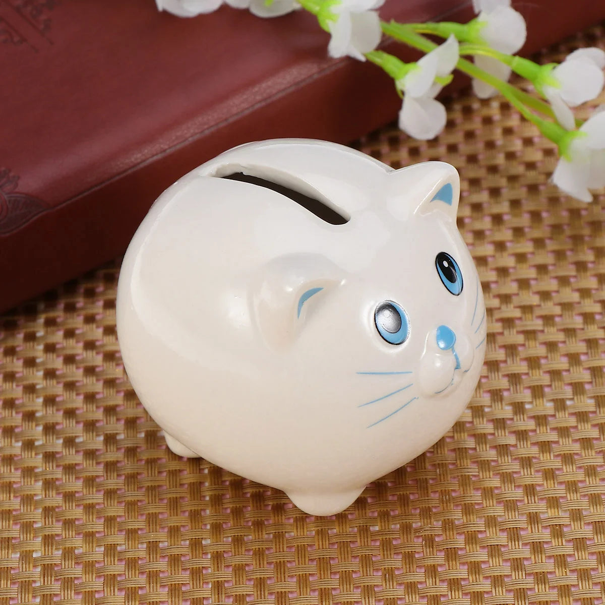 Ceramic Piggy Bank Safe Money Coins Banknotes Saving Box for Kids Boys Girls (Random Style)