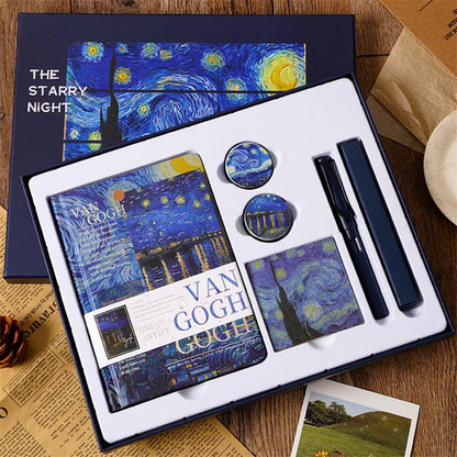 Notebook Stationery Set Diary Washi Tape Bookmark Stickers Fountain Pen Gift Box 2024 Creative Van Gogh Cuadernos Uuniversitario