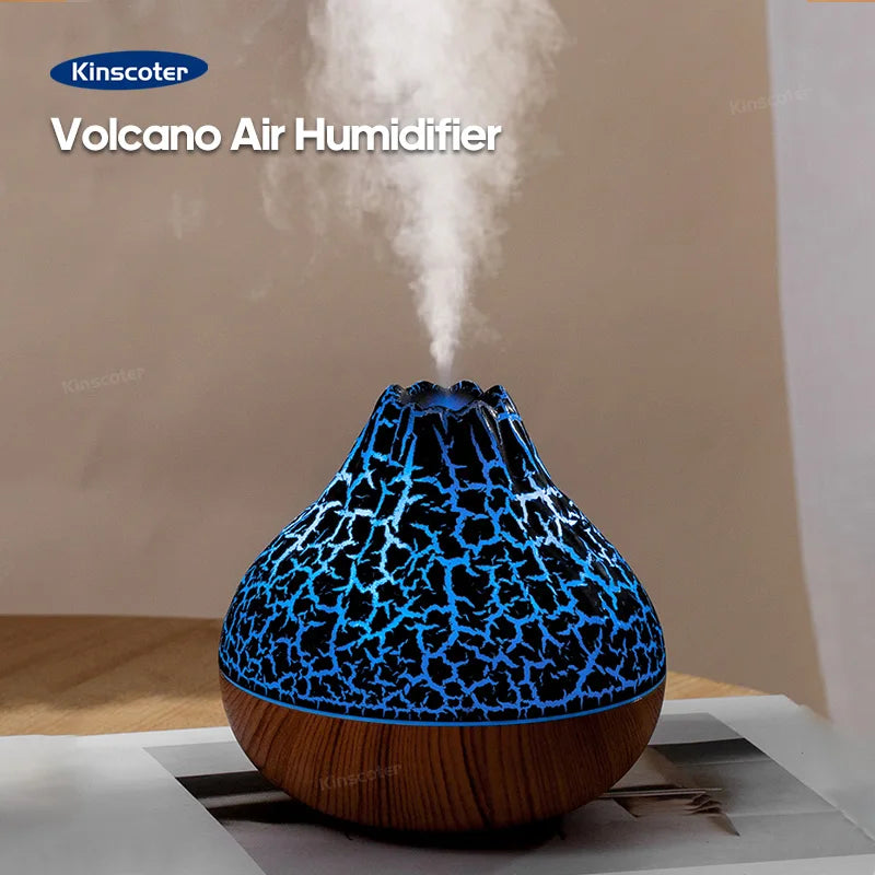 Volcano Air Humidifier 300ml Desktop USB Water Mist Diffuser Purifier Air Freshener Nebulizer with Colorful Ambient Night Light