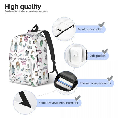 Doctor Nurse Enfermera En Apuros Backpack for Men Women Fashion High School Hiking Travel Daypack College Shoulder Bag Outdoor