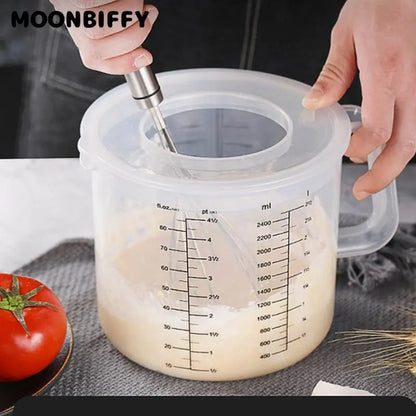 Large Capacity Baking Measuring Cup 2.5L Scale Kitchen Tool Mixing Bowl with Lid Transparent Plastic Mixing Cup for Home Tools