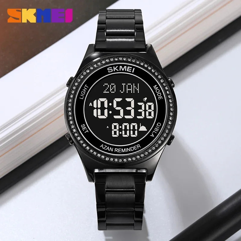 SKMEI Muslim Watch 2168 Men's Worship Electronic Watch Multi functional Night Light Prayer Reminder Men's Electronic Watch