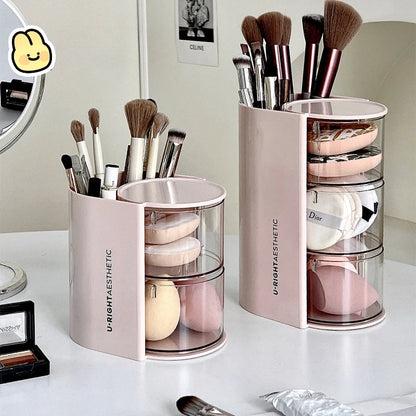 Rotating Powder Puff Storage Box Dust-proof Desktop Beauty Egg Air Cushion Rack Multi-layer Lipstick Makeup Brush Storage Rack