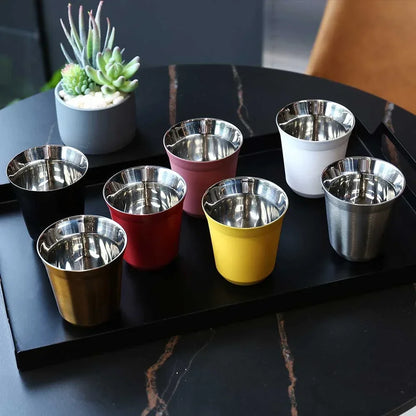 80ML Espresso Mugs Stainless Steel Coffee Milk Water Drink Breakfast Cups 304 Insulated Double Wall Dishwasher Safe