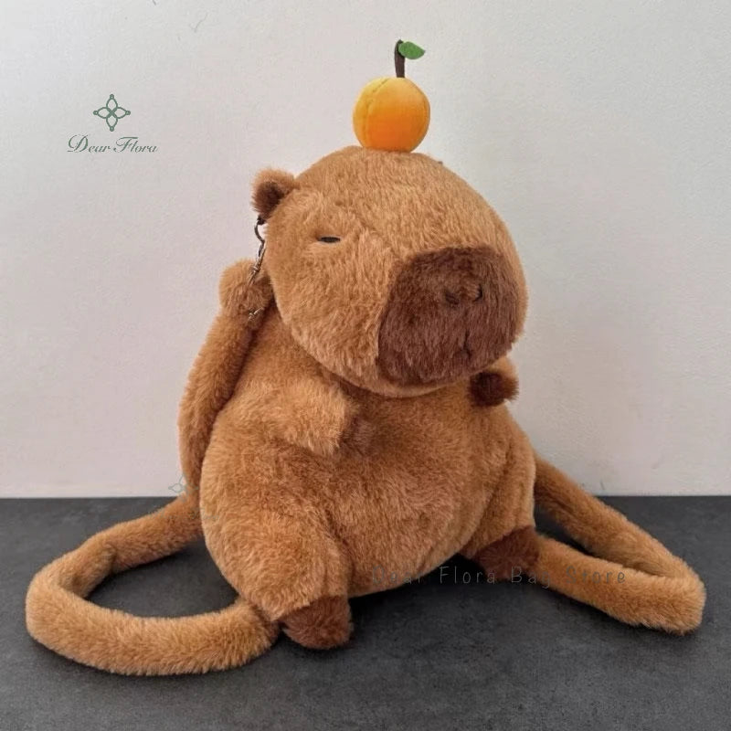 Cute Capybara Plush Backpack Kawaii Plushie Doll Fur Bag Shoulder Crossbody Bags Funny Children Bag Mini Knapsack Bag Girl Gifts