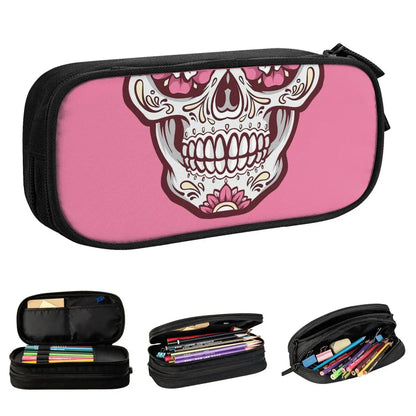 Sugar Skull Pencil Cases Mexican The Day Of Dead Pencil Pouch Pen Big Capacity Bag Students School Gift Stationery