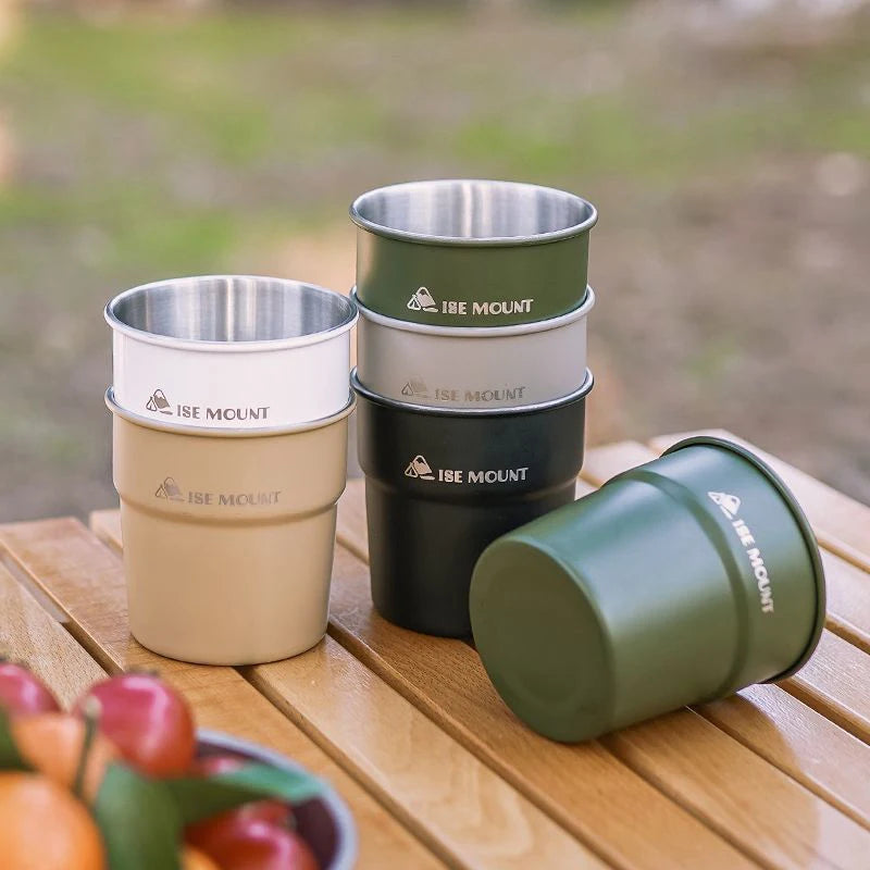 300ml Beer Wine Cups Portable Stainless Steel Tableware Tea Coffee Milk Beer Mug Stackable Camping Water Cup For Travel Hiking