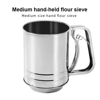 Mesh Shaker Semi-automatic With Measuring Scale Bake Tool Flour Shaker Powder Sieve Cup Handheld Stainless Steel Baking Tools