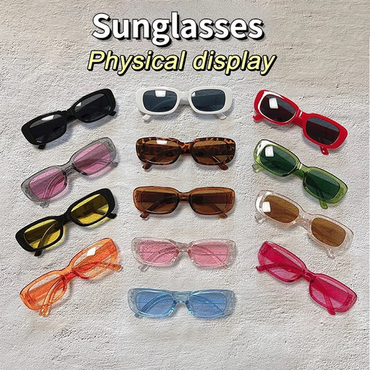 Vintage Black Square Sunglasses Woman Luxury Brand Small Rectangle Sun Glasses Female Gradient Clear Mirror Oculos De Sol