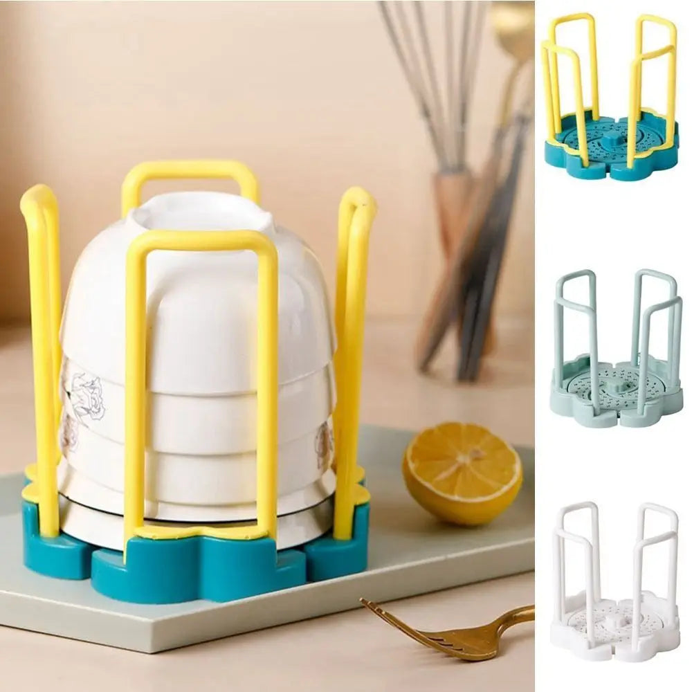 Fashion Dish Storage Rack Space-Saving Rotating Bowl Drain Rack Multifunctional Dish Display Stand Kitchen Supplies