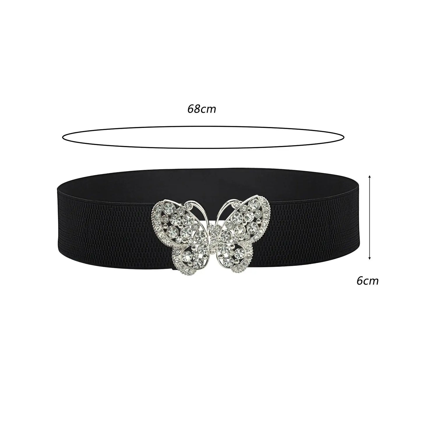 Wide Elastic Belt Dress Belt Elegant Butterfly Buckle Cinch Girdle Waist Belt Waistband for Women Ladies Dress Accessories