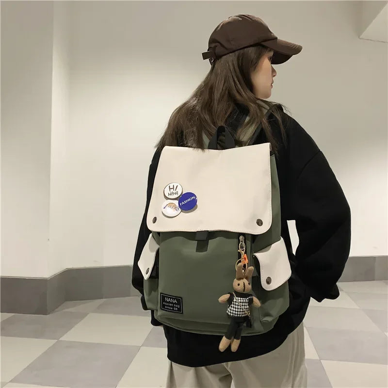 Fashion College Student Backpack Korean Large Capacity Cute Student School Bag for Teens Outdoor Travel Backpack Laptop Rucksack