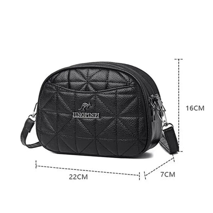 Small Round Crossbody Bag 2024 New Soft Leather Women's Middle-aged Mother's Handbag Three-layer Single Shoulder Messenger Bag