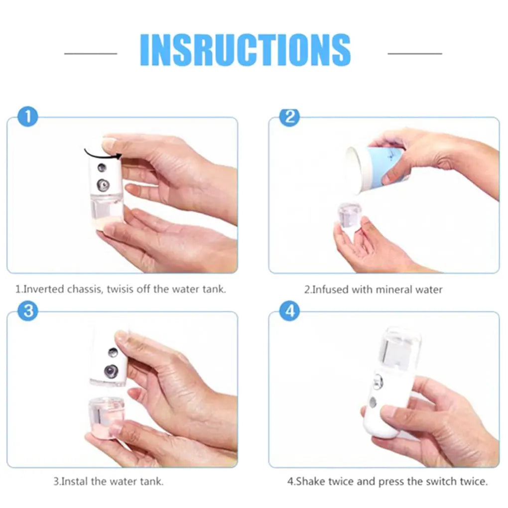 Portable Hydrating Sprayer Beauty Spray Instrument Handheld Face Air Humidifier USB Rechargeable Nano Water Alcohol Spray Bottle