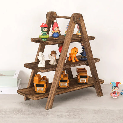 Wooden Three-layer Storage Tray Three Tiered Cupcake Stand Wooden Kitchen Hotel Food Rectangle Serving Platter Home Display Rack