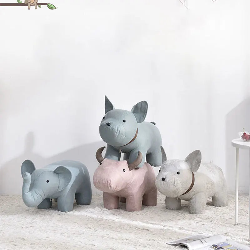 Cute Animal Shape Chairs Cartoon Animal Decorative Wooden Stool Elephant Puppy Lovely Kids Stool Children Bedroom Ottomans Stool