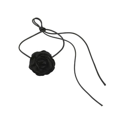 Romantic Gothic Black Rose Necklace For Women Ladies Elegant White Camellia Flower Adjustable Choker Wedding Party Jewelry Y2K