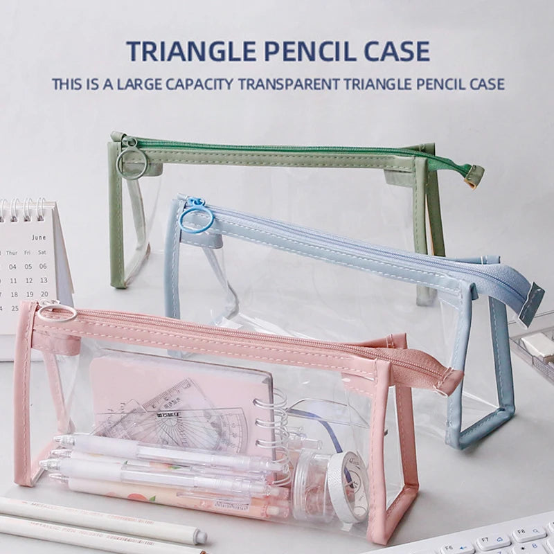 PVC Transparent Pencil Case Kawaii Waterproof Pencil Bags For Students Stationery School Supplies Portable Pen Pencil Pouch Bag