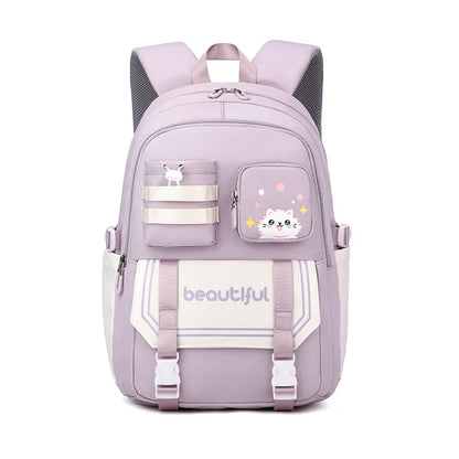 New Nylon Schoolbag Korean Fashion Cute Backpack for Girls Middle School Students Large Capacity Waterproof School Backpack