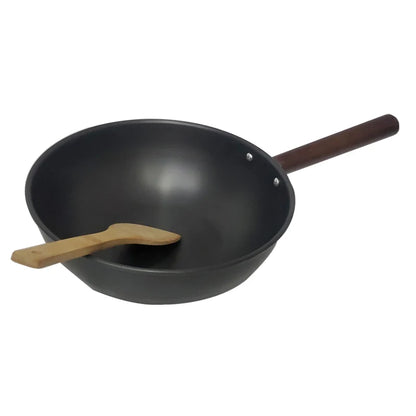 Aluminum Camping Wood Handle Wok Cookware, Outdoor Tableware, Picnic BBQ Cooking, Tourism, Kitchen Equipment, 3-4 Persons