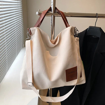 Women Canvas Shoulder Bag Daily Casual Shopping Bags 2022 winter Students Book Bag Cotton Cloth Handbags Large Tote For Girls