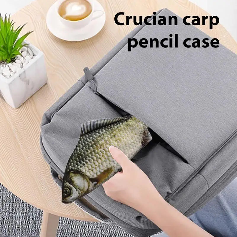 Kawaii Simulation Crucian Carp Fish Pencil Case Large Capacity Storage Organizer Bags Pouch Pencil Bag School Supply Stationery