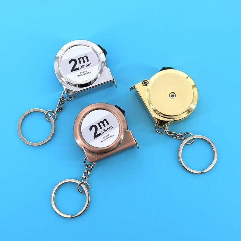 Portable mini tape measure Small household measuring tape retractable 2m Mild steel key chain tape measure Mini measuring tools