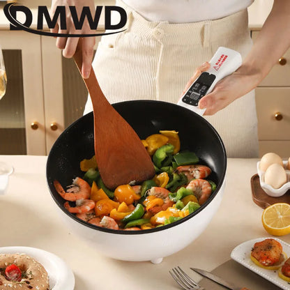 DMWD 3L Multi-function Electric Stir-fry Meal Wok Non-Stick Frying Pan Food Steamer Smart Smoke-free Hot Pot Stew Cooking Heater