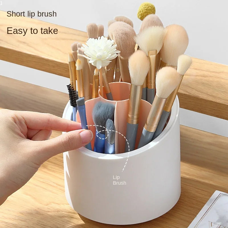 Storage Box  360 ° Rotating Makeup Brush Storage Holder Organizer Plastic Pen Holder Student Office Stationery Storage Bucket