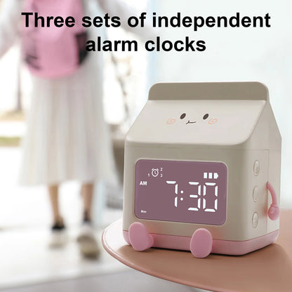 1Pc Multi-Function Alarm Clocks Milk Box Shape Digital Clock Rechargeable Mini Countdown Timer for Student Office Office Workers