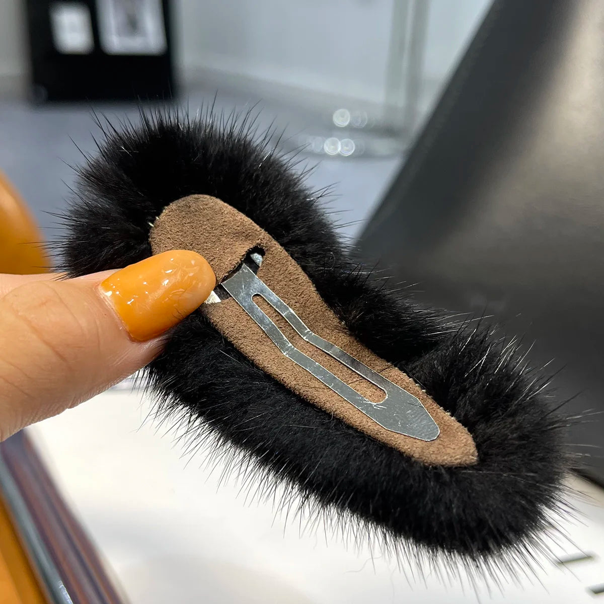 Mink Fur Hairpin Korean Simple Cute Plush Clip Headdress Girls Hair Accessories Luxury Fashion Ladies Hairgrip Headwear Women