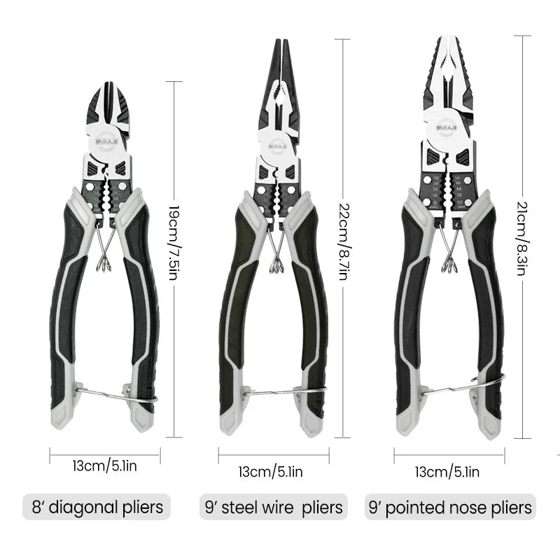 AIRAJ Multifunctional Universal Diagonal Pliers Hardware Wire Cutters Professional Electrician Anti Slip Durable Repair Tools