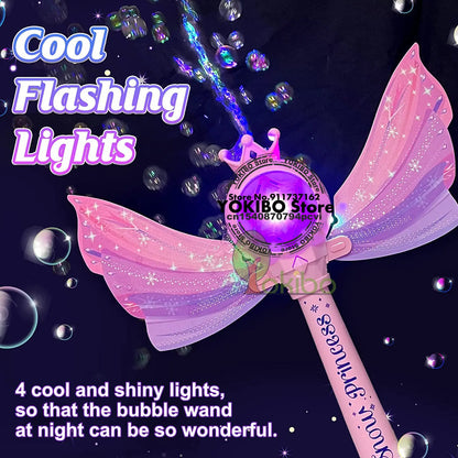 Bubble Wands for Kids Girls Light Up LED Sound Bubble Gun Bubble Machine for Kids Toddler Bubble Maker Automatic Bubble Blower