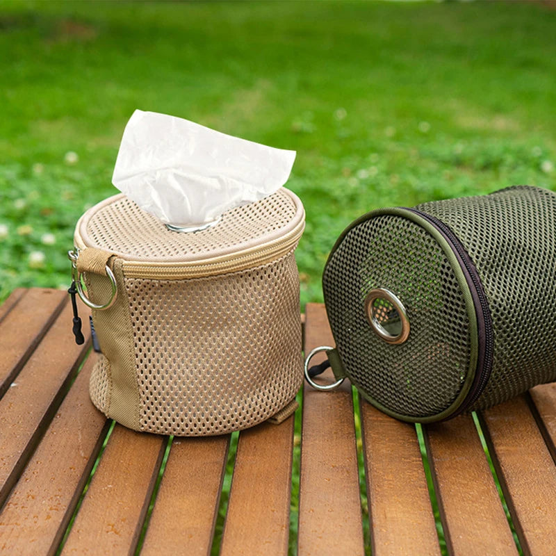 Outdoor Tissue Box Case Portable Roll Paper Storage Bag Napkin Paper Hanging Storage Holder for Picnic Hiking Camping Accessory