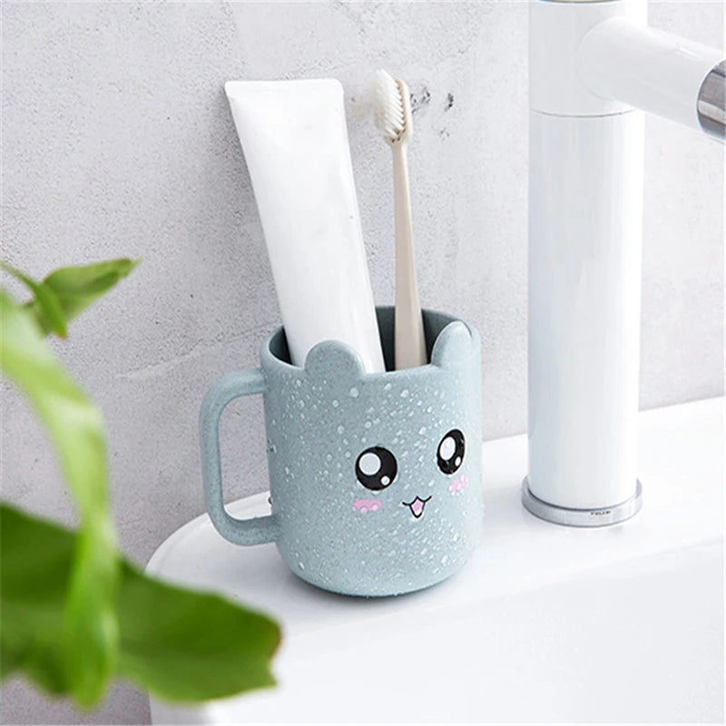 Wheat Straw Cartoon Expression Mouthwash Cup Creative Children Brushing Cup Plastic Cup Toothbrush Cup Bathroom Accessories