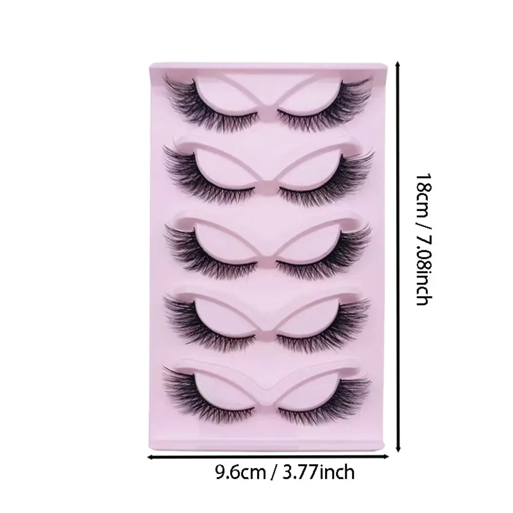 5 Pairs Cat Eyelashes Faux Mink Fox Eyelash Winged Fluffy Fake Lashes Maquiagem Natural Long Faux Cils Makeup