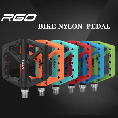 RGO Bicycle Pedals Mtb Nylon Platform Footrest Flat Mountain Bike Paddle Grip Pedalen Bearings Footboards Cycling Foot Hold