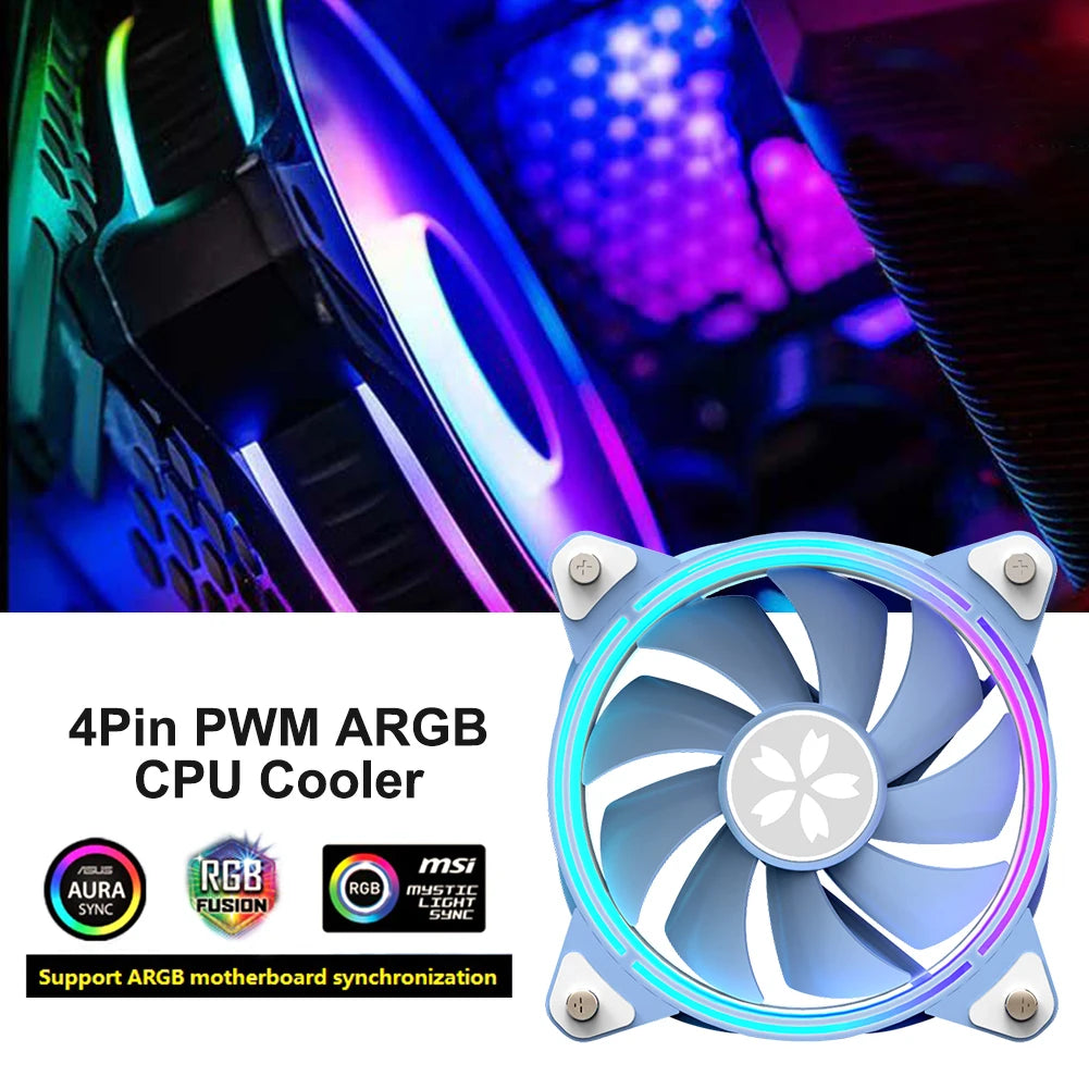 Yeston ZEAGINAL 12cm PC Case Cooling Fan Hydraulic 4Pin PWM 1800RPM CPU Cooler ARGB LED Cooler Computer Case Heatsink Radiator