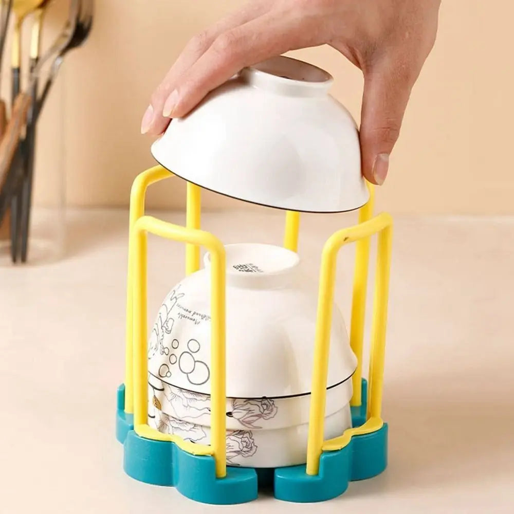 Fashion Dish Storage Rack Space-Saving Rotating Bowl Drain Rack Multifunctional Dish Display Stand Kitchen Supplies