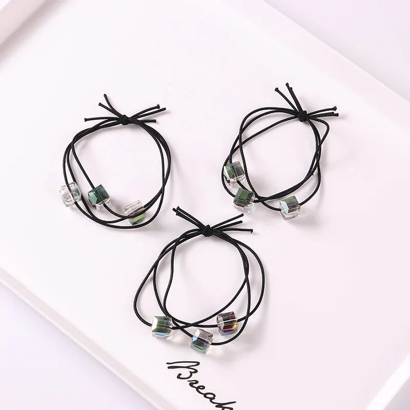 1PCS 2018 Hair Accessories 3in1 crystal Elastic Rubber Bands Ring Headwear Girl Elastic Hair Band Ponytail Holder Scrunchy Rope