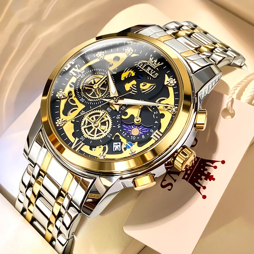 OLEVS Original Brand Luxury Men's watches Fashion High Grade Quartz Watch New Concept Design Stainless Steel Strap Wristwatch