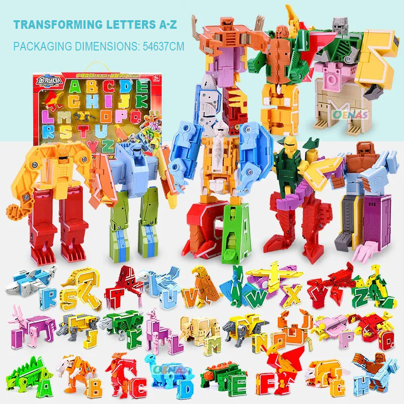 GUDI Assemble Robots Transformation Building Blocks Action Figure Car Model Deform Number Letters Alphabet Math Educational Toys